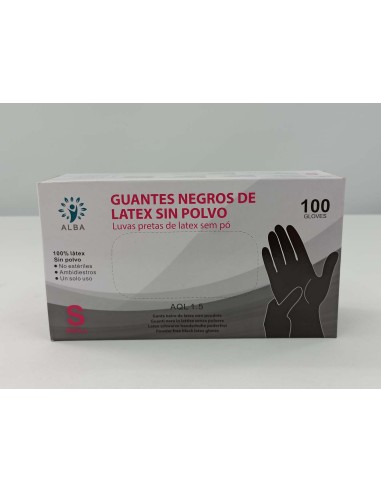 GUANTES DE LATEX SIN POLVO 100  S NEGRO#