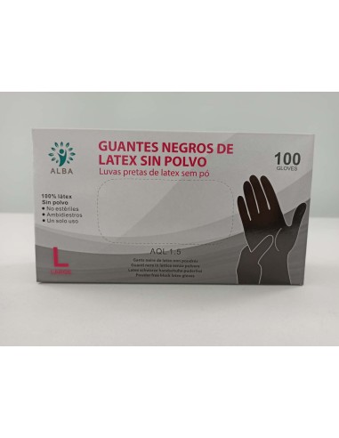 GUANTES DE LATEX SIN POLVO 100  L NEGRO#