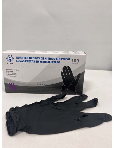 GUANTES DE NITRILO SIN POLVO 100  XL NEGRO#